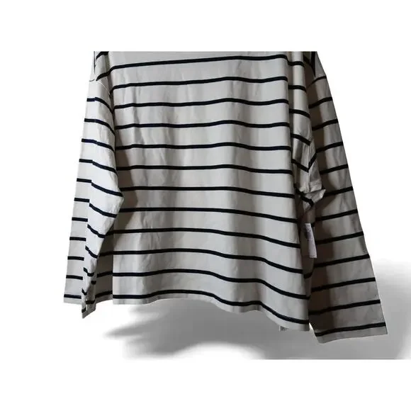 New Old Navy Mariner Stripe Long Sleeve Top 2X Navy White 100% Cotton - Picture 4 of 13